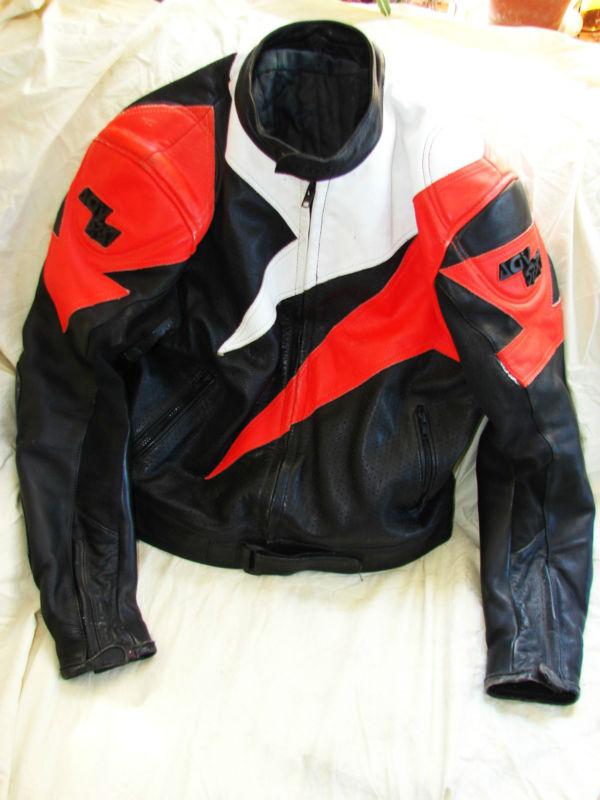 Agv sport leather motorcycle jacket - heavy - w/kevlar 