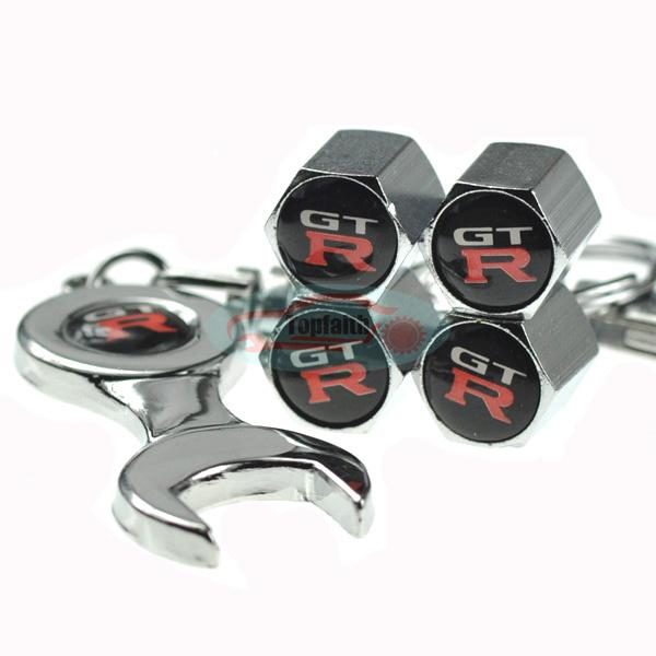 Wrench keychain wheel air tyre tire valve stems caps for gtr g32 r33 r34 r35