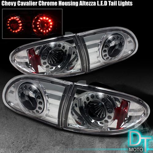 95-02 chevy cavalier led halo rims clear tail brake lights lamps left+right pair