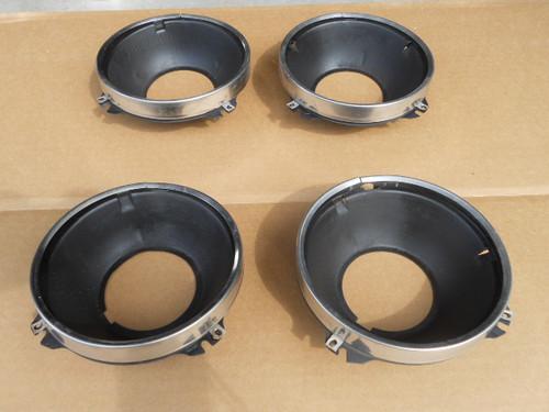 64,65,66,67 chevelle/el camino - oem headlight buckets & stainless trim ring set