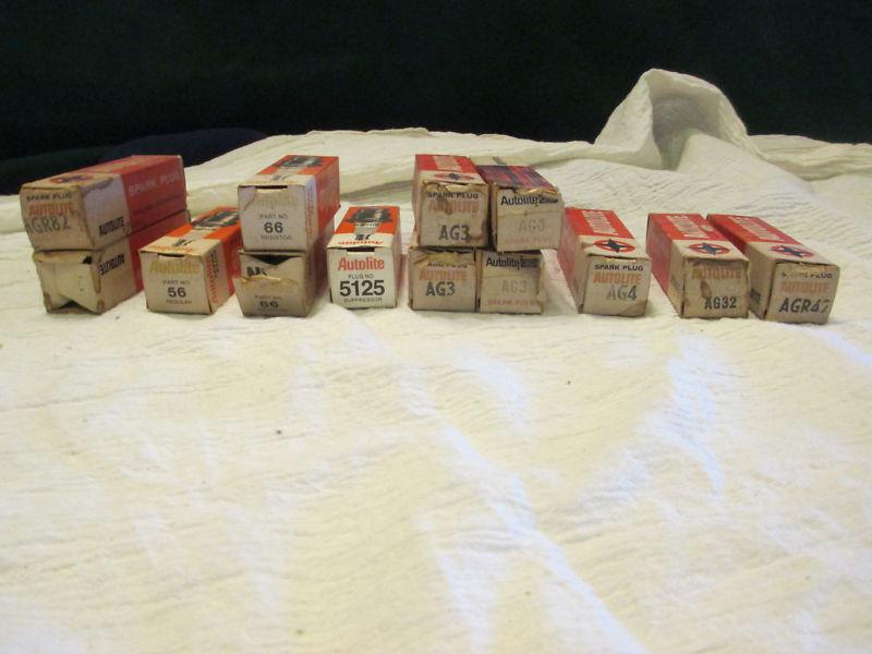 Nos lot of 13 assorted autolite spark plugs ag3 66 agr82 ag4 more