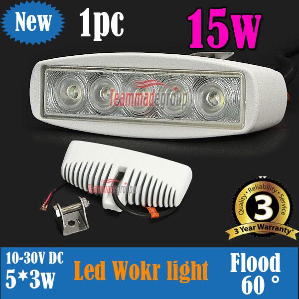 New 15w 5 led work driving light 12v 24v 4wd offroad atv suv jeep car mine flood