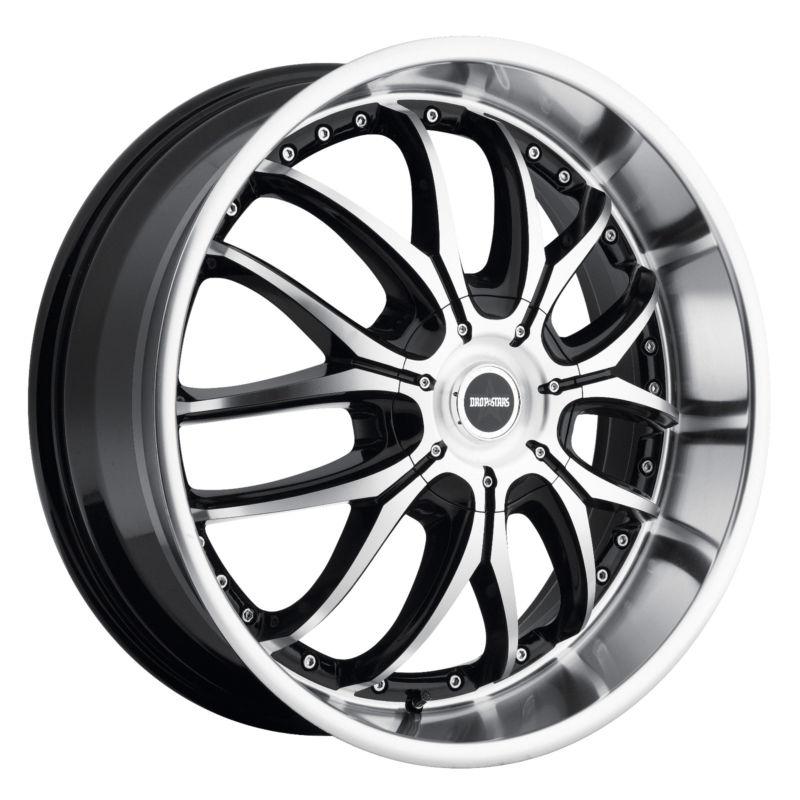 20" x 10" dropstars machined face and lip with black accents wheels rims 641mb