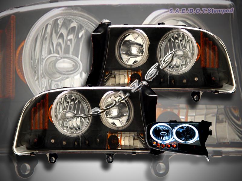 97-04 dodge dakota durango headlights ccfl black 03 02 01 00 99 98