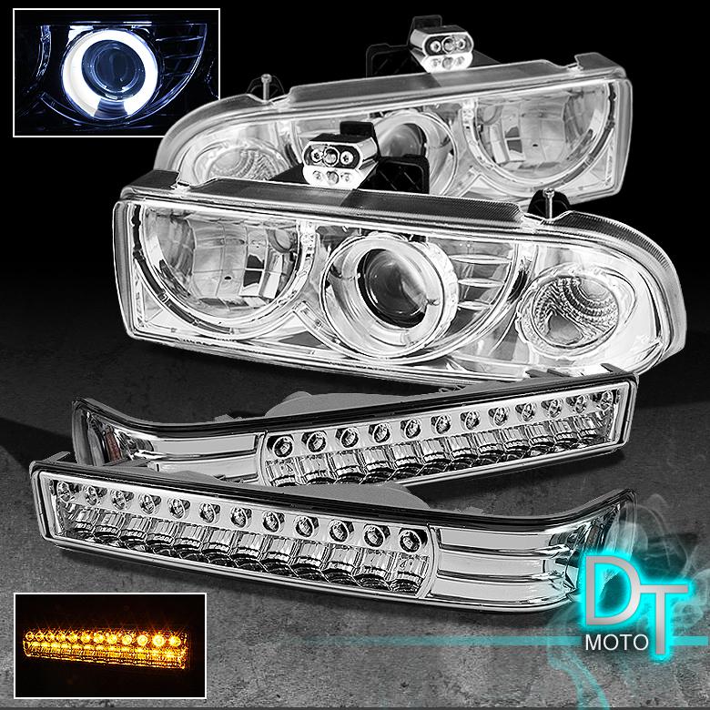 98-04 chevy s10 blazer halo projector headlights +full led bumper signal lights