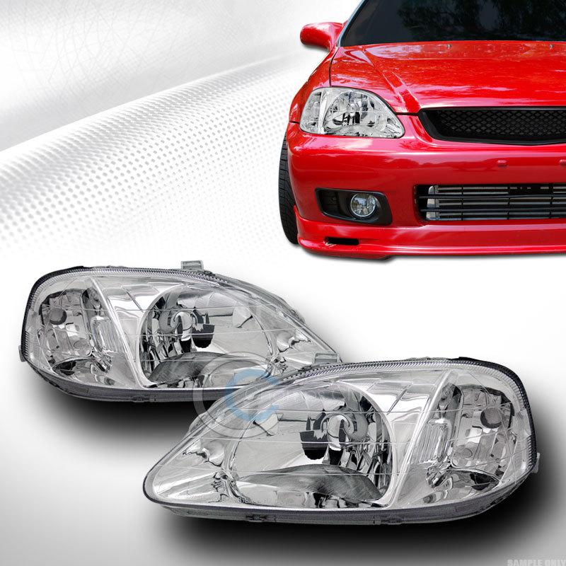 Jdm crystal chrome clear head lights lamp signal left+right dy 99-00 honda civic