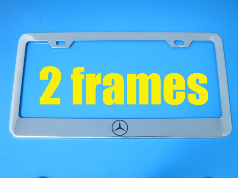 Mercedes-benz logo slk/clk/e/s superior chrome metal license plate frame (2pcs)