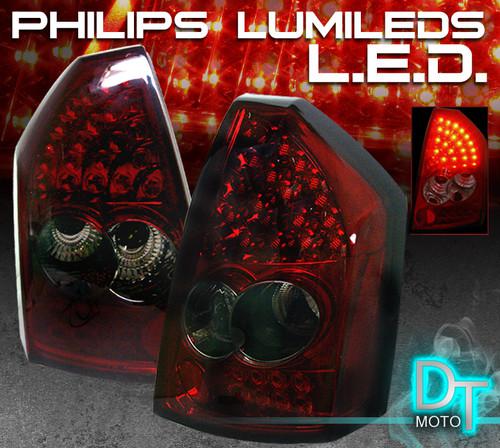 05-07 chrysler 300 philips-led perform red smoked tail lights lamps left+right