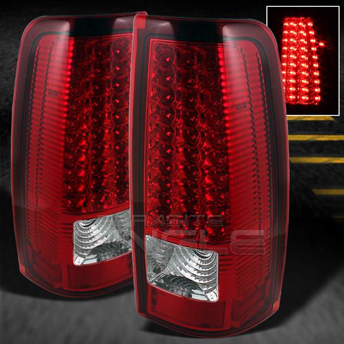 99-02 silverado sierra pickup red clear led tail lights lamps left+right