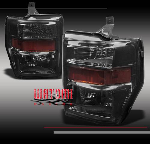 08-10 ford super duty pickup truck crystal headlights smoke lens xl xlt fx4 pair