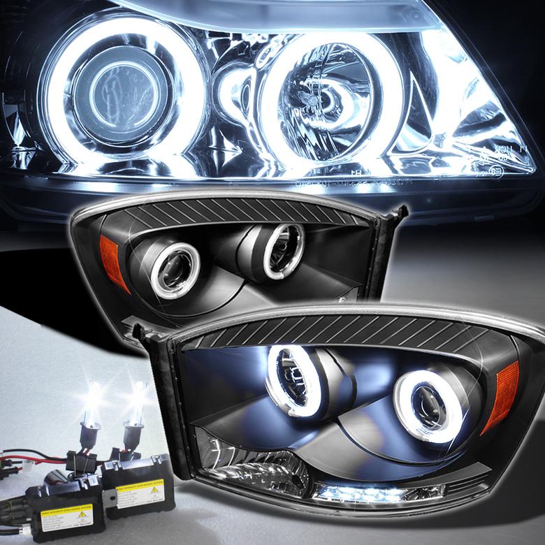 4300k hid kit + 06-08 ram 1500, 06-09 2/3500 black ccfl led projector headlights