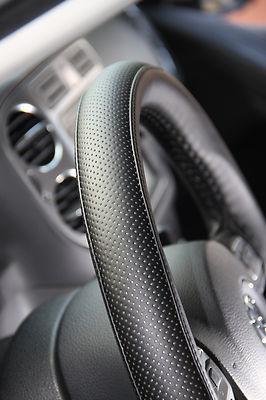 Nissan mitsubishi black pvc leather steering wheel wrap cover needle thread diy