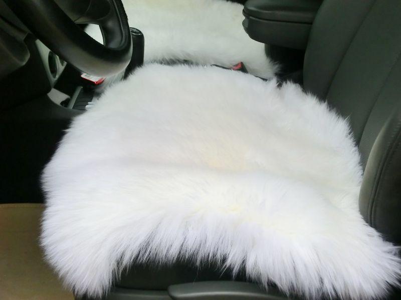 1pc natural white lvory long wool sheepskin car seat covers 18"×18"