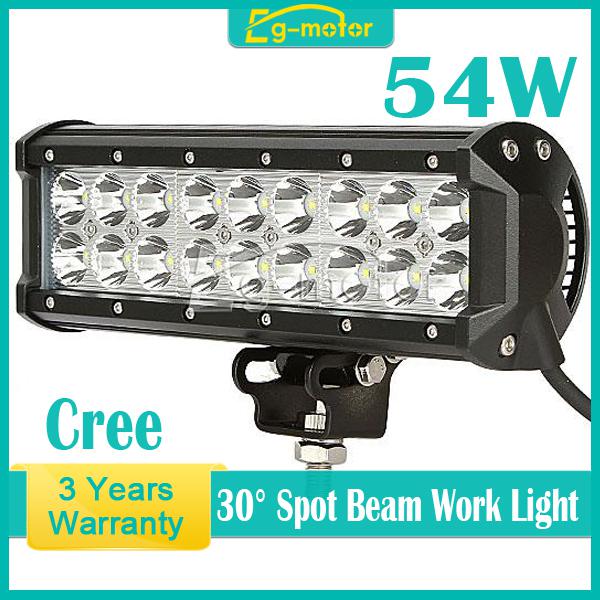 1x 9.25“ 54w led work light bar car spot beam boat jeep truck 4wd 4x4 light lamp