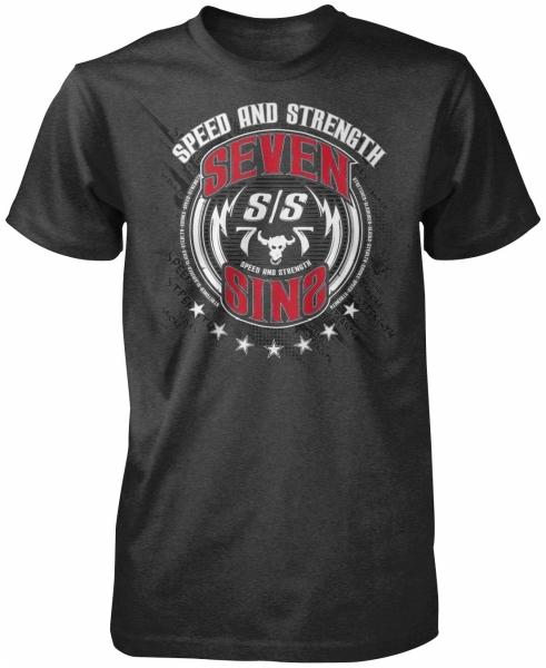 Speed & strength mens seven sins t-shirt heather charcoal large l