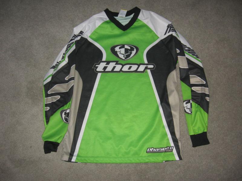 Men thor motocross jersey padded elbow green white black  medium  nice!!