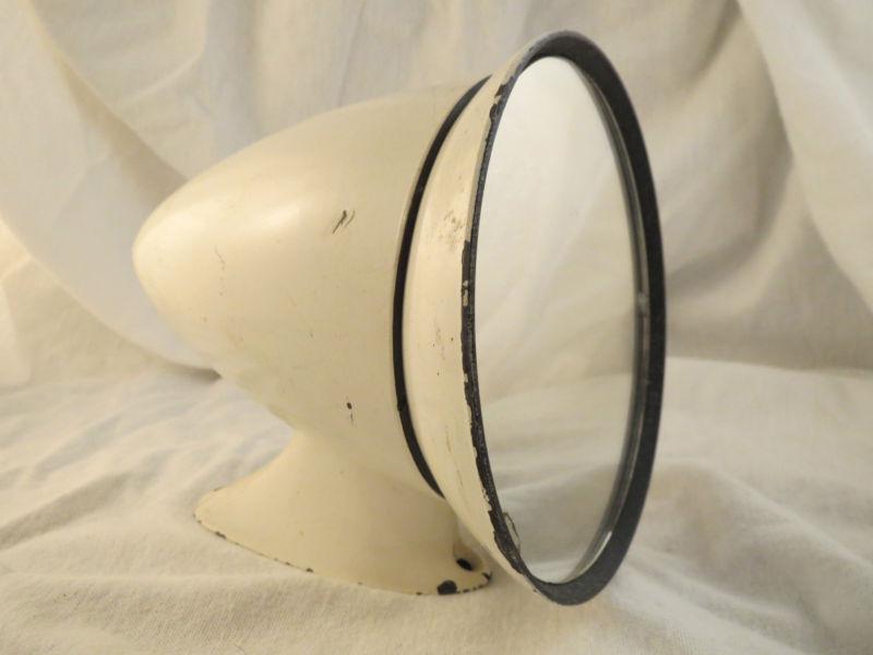 Vintage 50s white metal bullet style classic car auto side mirror