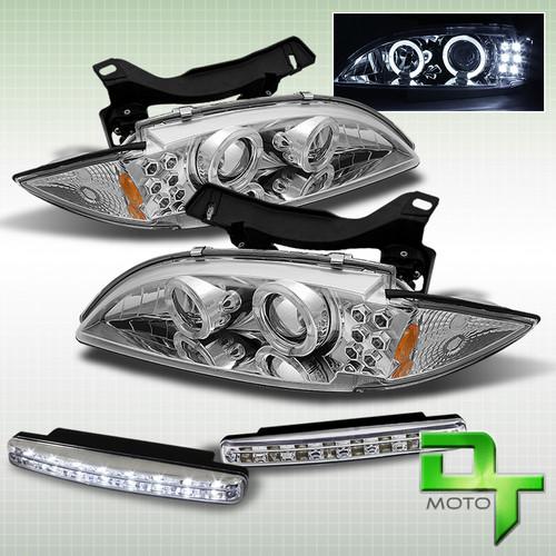 Drl led bumper fog + 95-99 chevy cavalier dual halo chrome projector headlights