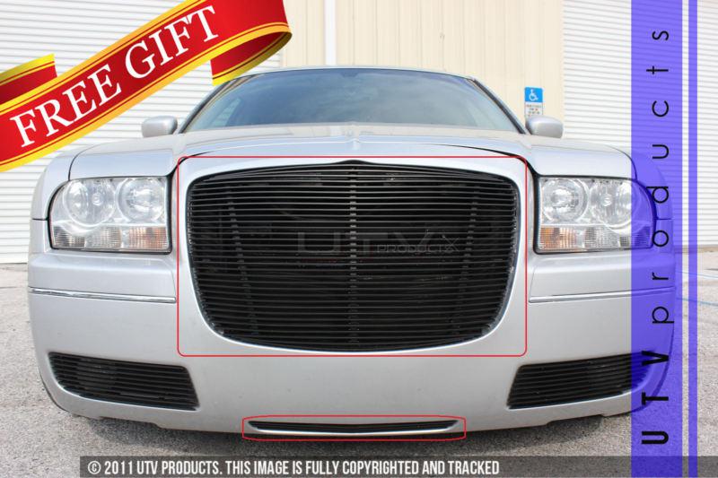 2005 - 2010 chrysler 300 upper replacement & bumper 2pc black billet grille kit