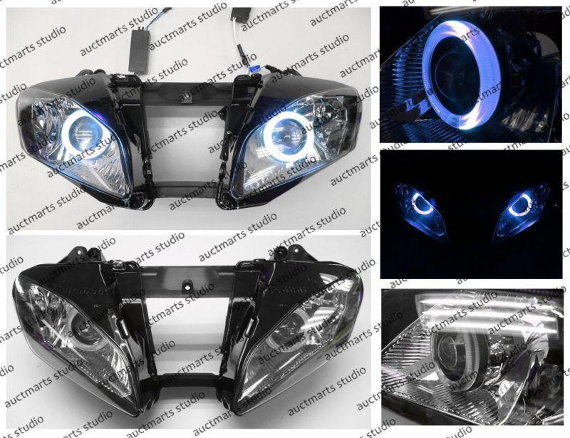 Yamaha yzf r6 2006-2007 halo angel eye projector bi-xenon headlamp blue d