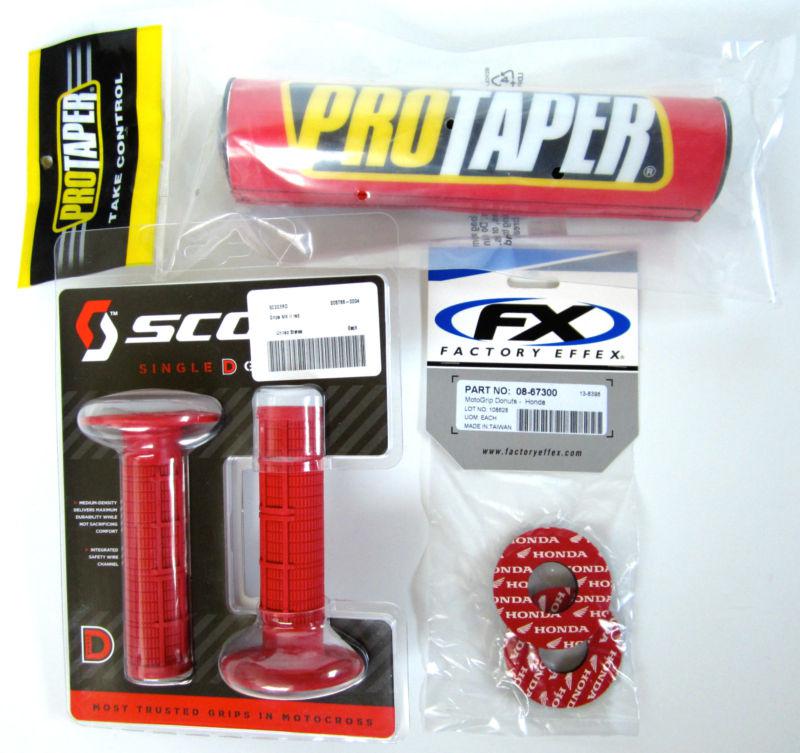 Pro taper protaper red 10" bar pad scott mx mxii grips grip donuts crf cr xr new