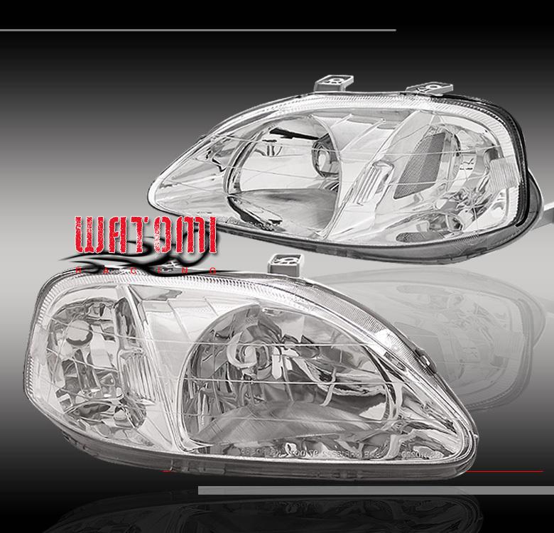 99-00 honda civic type-r clear crystal headlight chrome