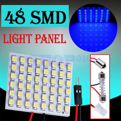 48 smd blue light panel t10 ba9s festoon dome led interior bulb