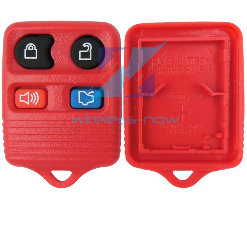 New red replacement remote keyless entry key fob clicker case shell rubber pad