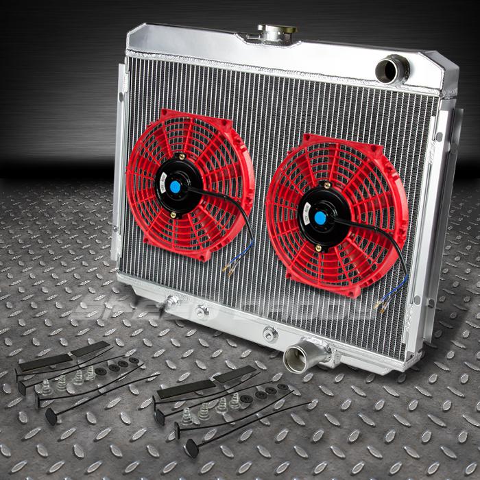 3-row full aluminum racing radiator+2x red fan 67-70 ford mustang/cougar xr-7 v8