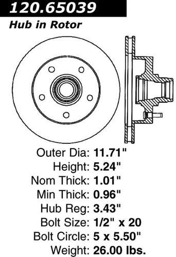 Centric 120.65039 front brake rotor/disc-premium rotor-preferred