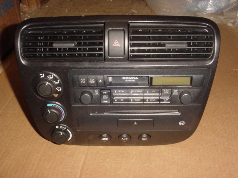 01-05 honda civic heater a/c control,cd,tape & dash trim bezel-unlocked & tested