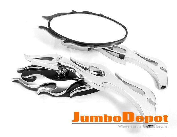 8mm 10mm motorcycle flame rearview mirrors for yamaha virago v-star xs xv hot