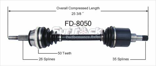 Surtrack perf axles fd-8050 cv half-shaft assembly-new cv axle shaft