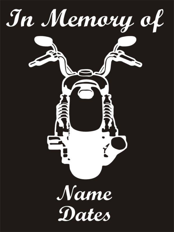 In memory of vinyl decal harley fatboy motorcycle  biker window sticker qty 4 