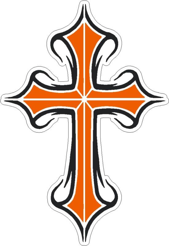 Cross orange tribal decal sticker for auto truck or car