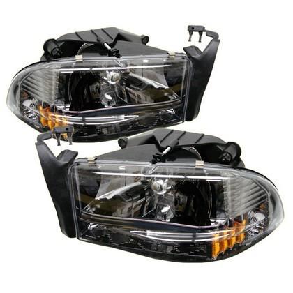 1997-2004 dodge dakota durango 1pc headlights black housing amber bumper lamps