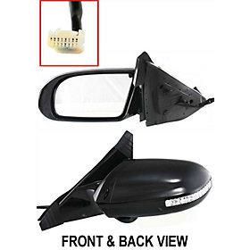 Power heated side view door mirror assembly driver's left