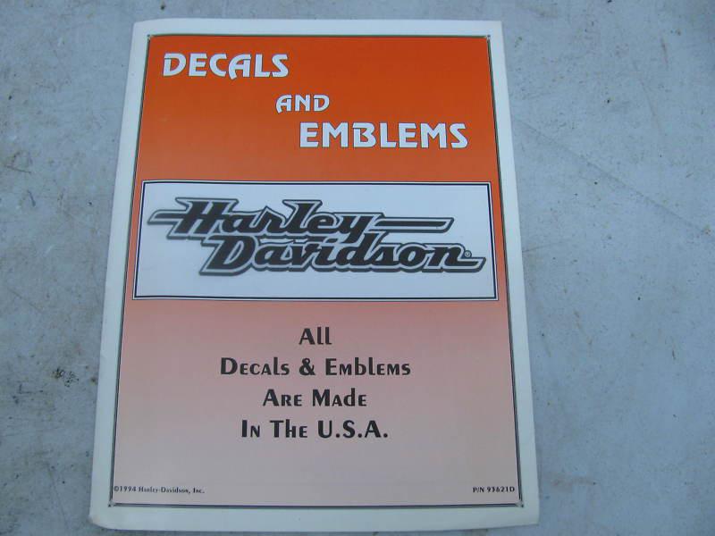 Harley-davidson decals and emblems badges catalog manual book #93621d