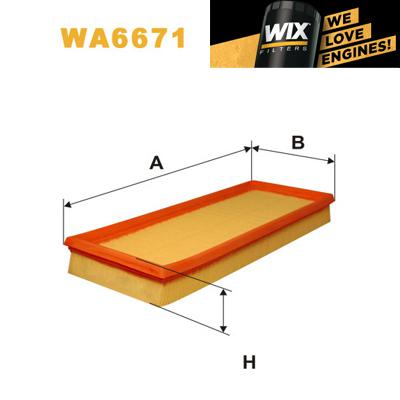 1x wix air filter wa6671 - eqv to fram ca8899