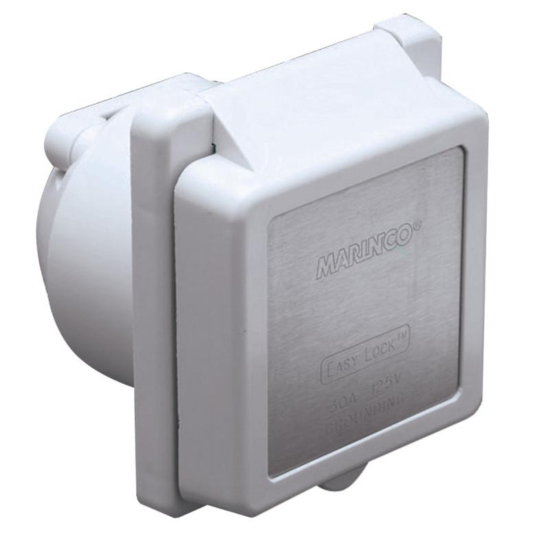 Marinco 301el-b 30a power inlet - white - 125v 301el-b