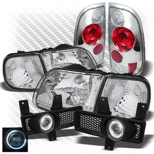 97-98 f150, f250ld headlights set + altezza tail lights + projector fog lights