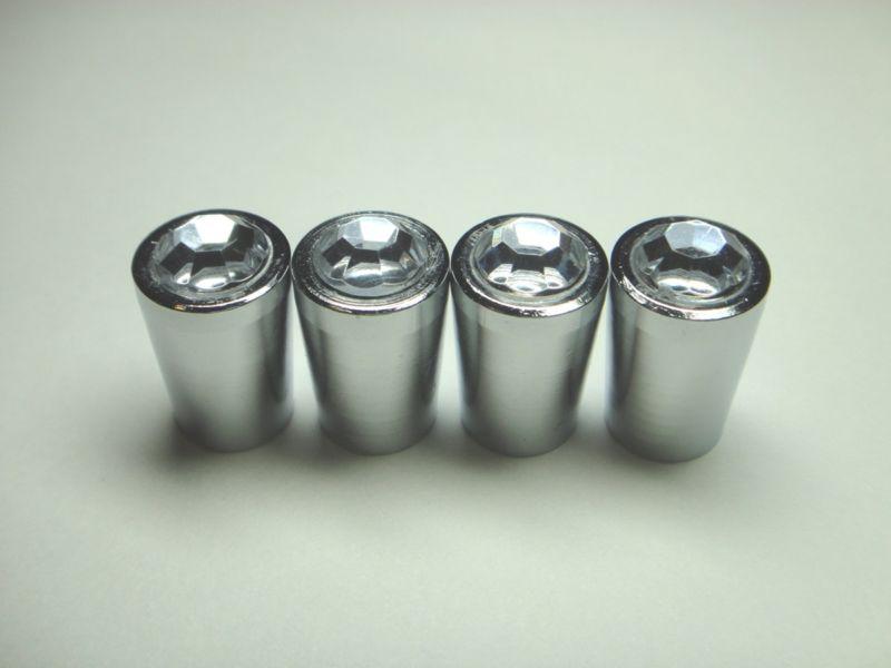 White crystal chrome tire air valve stem cap f