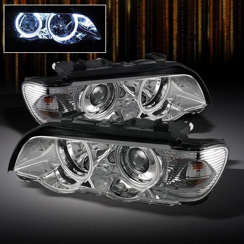 01 02 03 bmw e53 x5 ccfl halo projector headlights lights all clear left+right