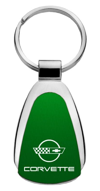 Chevrolet chevy corvette c4 green green tear drop keychain ring tag logo lanyard