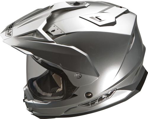 Fly racing trekker motorcycle helmet silver small