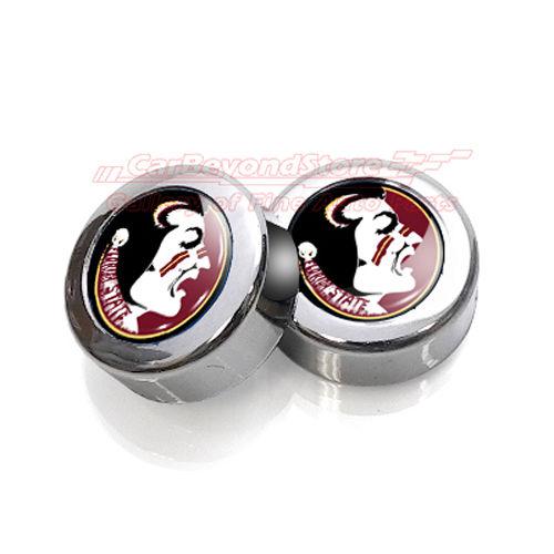 Florida state  university license plate frame chrome screw covers, pair + gift