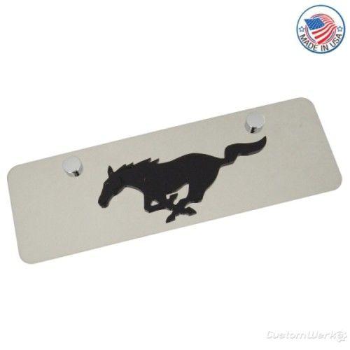 Ford mustang black logo  mini stainless license plate