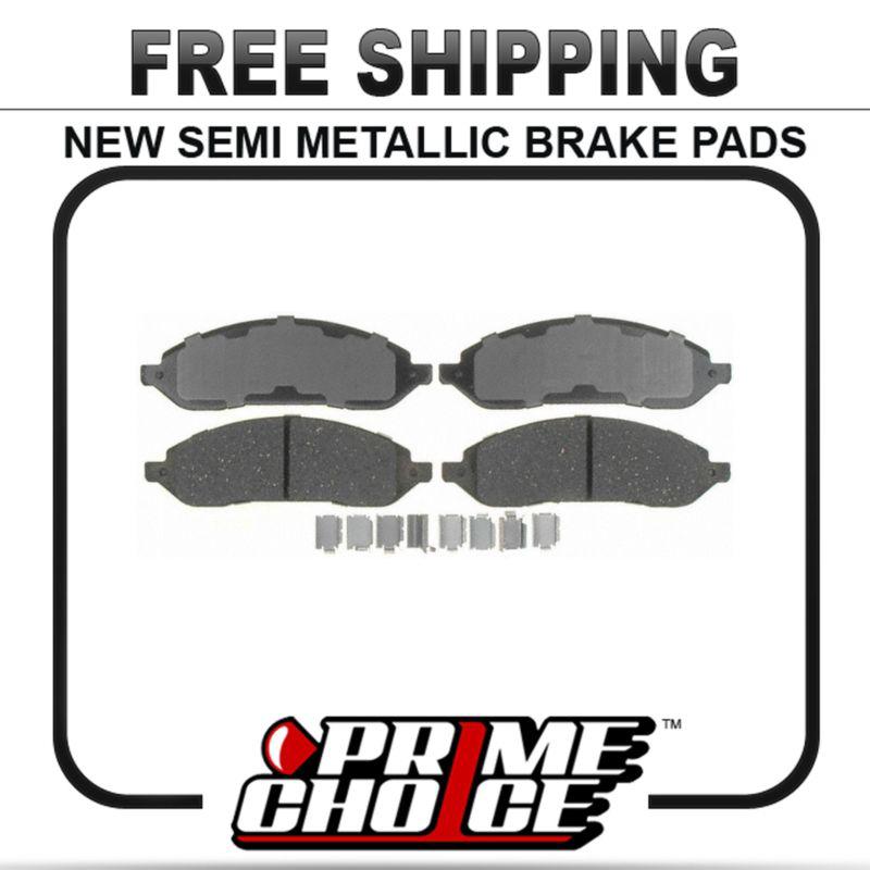 New premium complete set of front metallic disc brake pads with shims