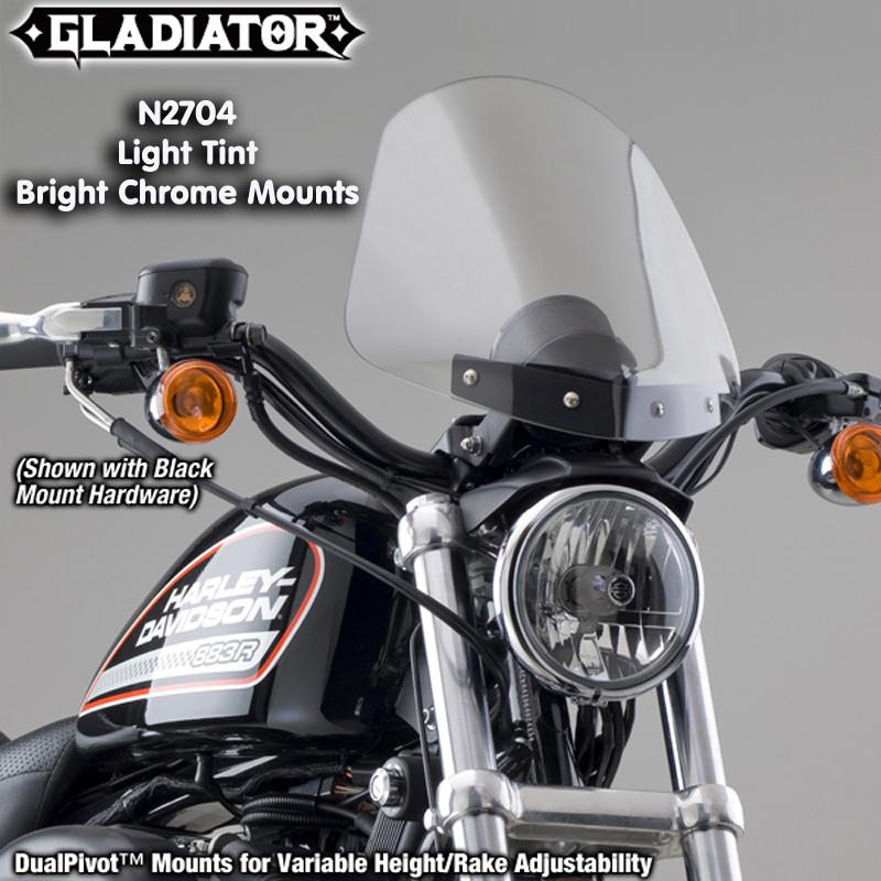 Harley fxd / fxdc fxdx dyna series gladiator windshield lt tnt chrome mnts n2704