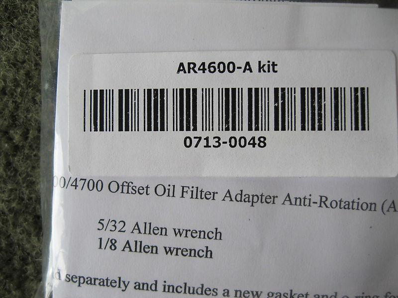 Jagg ar4600-a  oil cooler adapter anti-rotation kit for jagg 4600/4700 adapters